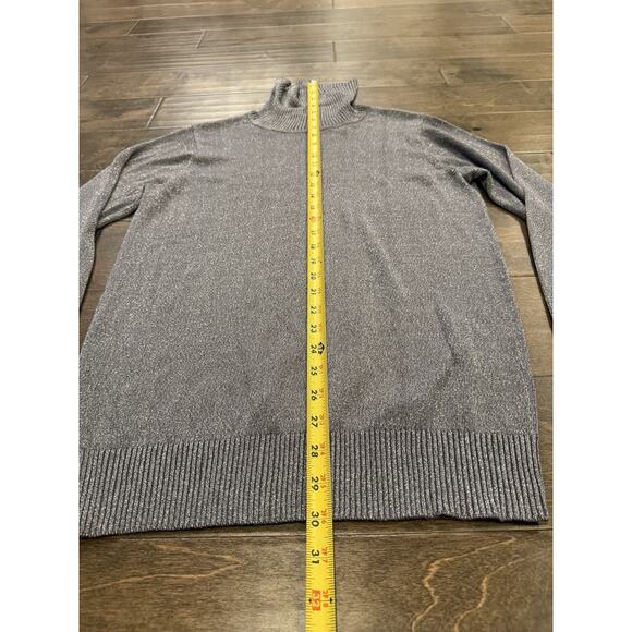 Joseph A Womens Silver Metallic Long Sleeve Turtleneck Sweater Size S NWT $55 - Picture 8 of 9